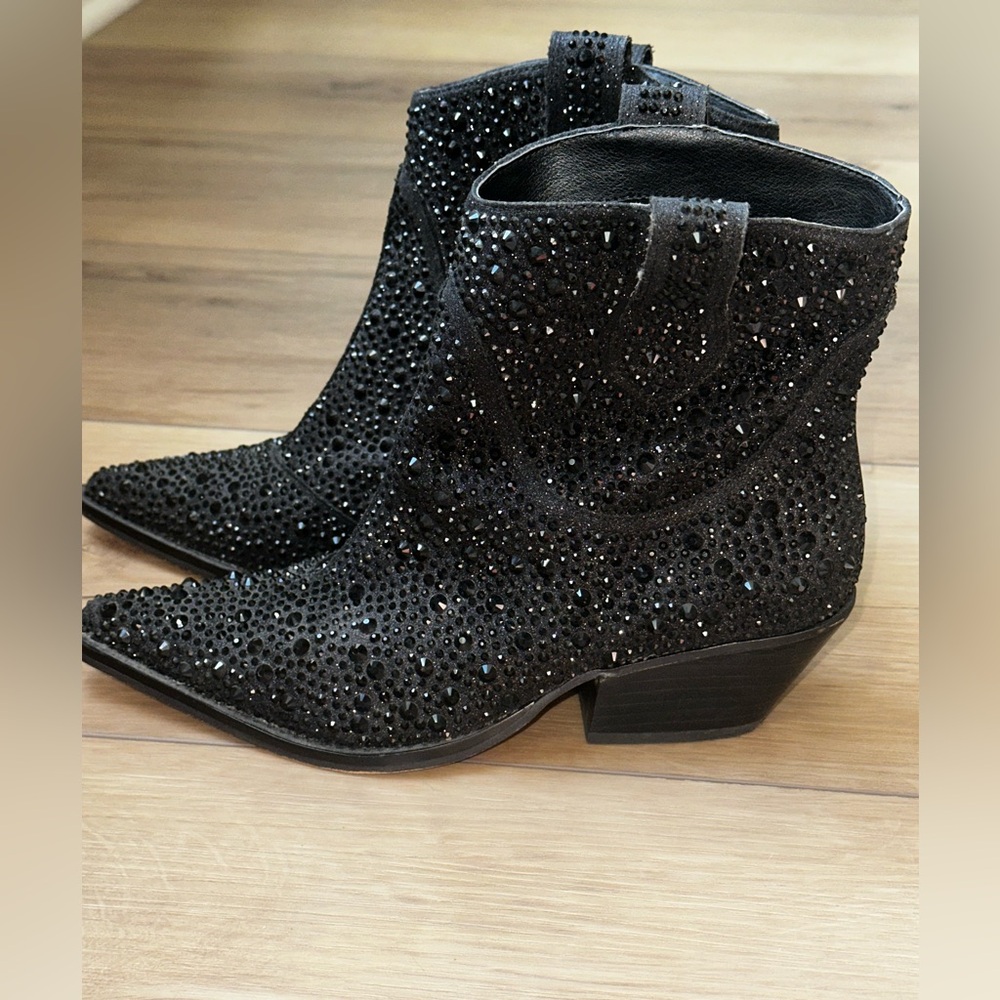 Jessica Simpson black rhinestone booties size 6 - Picture 9 of 12